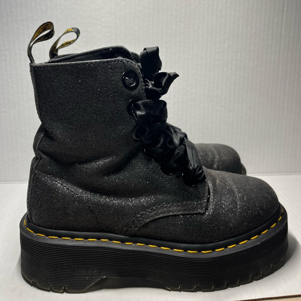 Dr Martens Molly Black Chunky Glitter Ankle Boots Women’s 7 Shoes